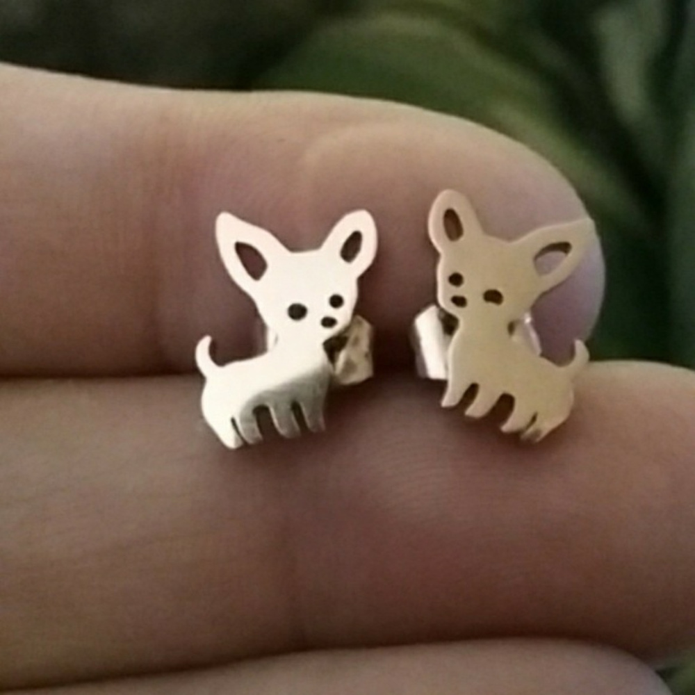 Cute stainless steel Chihuahua earrings